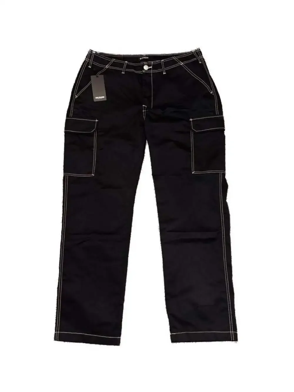 True Religion Jet Black Contrast Stitch Cargo Pants. NWT. Size 36